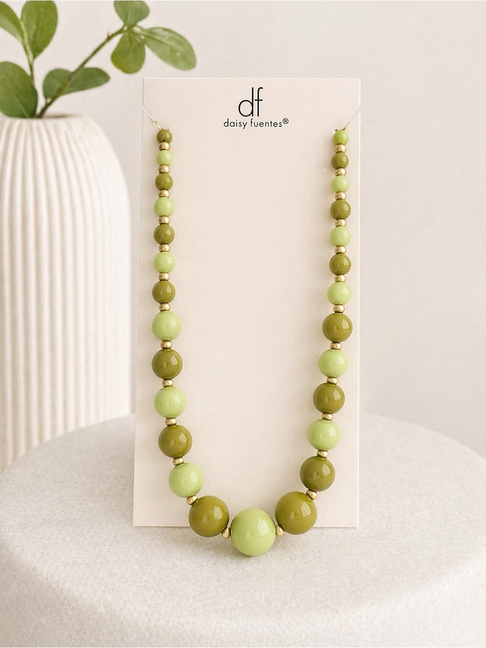 Daisy Fuentes Two-Tone Olive Beaded Necklace